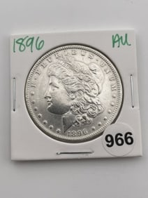 1896 AU Morgan Silver Dollar Coin