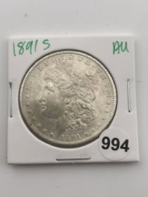 1891 S AU Morgan Silver Dollar Coin