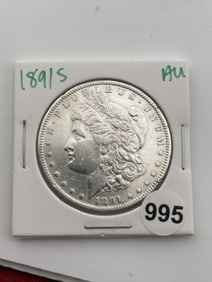 1891 S AU Morgan Silver Dollar Coin