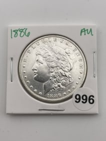 1886 AU Morgan Silver Dollar Coin