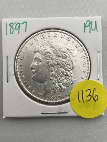 1897 AU Morgan Silver Dollar Coin (1 of 2)