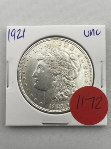 1921 UNC Morgan Silver Dollar Coin: All coins have been Sigma tested for authenticity so please bid with confidence. KEY WORDS: INDIAN ARTIFACT ARTIFACTS ARROWHEAD ARROWHEADS NATIVE AMERICAN MISSISSIPPIAN QUAPAW CADDO POTTERY COINS MORG