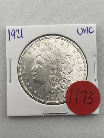 1921 UNC Morgan Silver Dollar Coin: All coins have been Sigma tested for authenticity so please bid with confidence. KEY WORDS: INDIAN ARTIFACT ARTIFACTS ARROWHEAD ARROWHEADS NATIVE AMERICAN MISSISSIPPIAN QUAPAW CADDO POTTERY COINS MORG