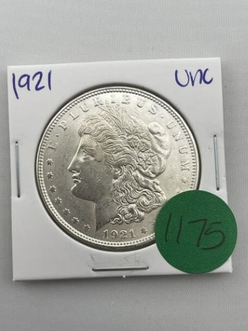 1921 UNC Morgan Silver Dollar Coin: All coins have been Sigma tested for authenticity so please bid with confidence. KEY WORDS: INDIAN ARTIFACT ARTIFACTS ARROWHEAD ARROWHEADS NATIVE AMERICAN MISSISSIPPIAN QUAPAW CADDO POTTERY COINS MORG