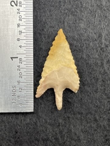 Perdiz point-small, sharp and light, gold colored chert. Coke Co. Texas (1 of 3)