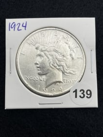 1924 Peace Silver Dollar Coin
