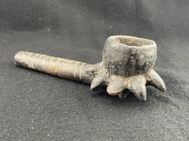 Sun Effigy Pottery Pipe Indian Artifact Arrowhead