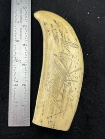 Scrimshaw Art in Resin Indian Artifact Arrowhead