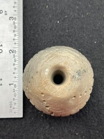 Engraved Pottery Bead Indian Artifact Arrowhead