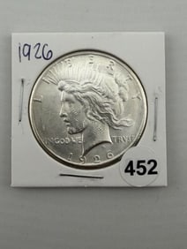 1926 AU Peace Silver Dollar Coin