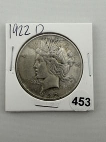1922 D Peace Silver Dollar Coin
