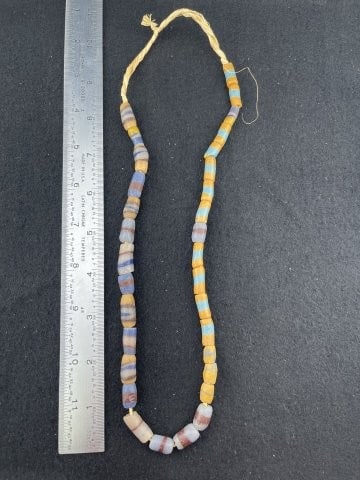 Trade Bead Necklace: KEY WORDS: INDIAN ARTIFACT ARTIFACTS ARROWHEAD ARROWHEADS NATIVE AMERICAN MISSISSIPPIAN QUAPAW CADDO POTTERY COINS MORGAN DOLLAR PEACE DOLLAR SILVER COINS. All coins have been Sigma tested for authent
