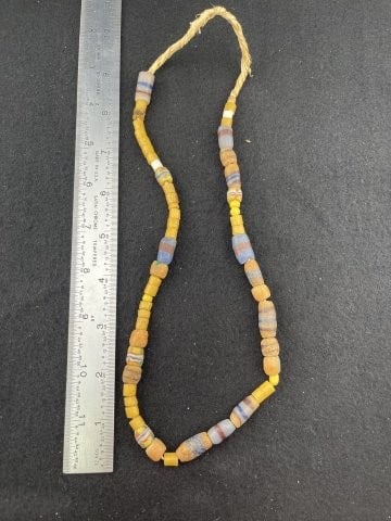 Trade Bead Necklace: KEY WORDS: INDIAN ARTIFACT ARTIFACTS ARROWHEAD ARROWHEADS NATIVE AMERICAN MISSISSIPPIAN QUAPAW CADDO POTTERY COINS MORGAN DOLLAR PEACE DOLLAR SILVER COINS. All coins have been Sigma tested for authent