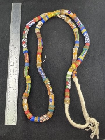 Trade Bead Necklace: KEY WORDS: INDIAN ARTIFACT ARTIFACTS ARROWHEAD ARROWHEADS NATIVE AMERICAN MISSISSIPPIAN QUAPAW CADDO POTTERY COINS MORGAN DOLLAR PEACE DOLLAR SILVER COINS. All coins have been Sigma tested for authent