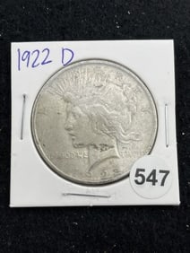 1922 D Peace Silver Dollar Coin
