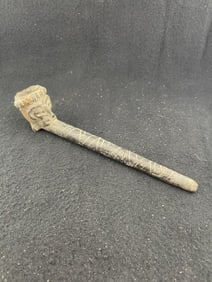 Pottery Engraved Pipe broken & glued Indian Artifact Arrowhead