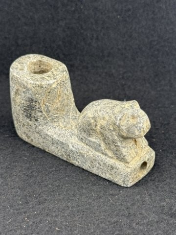 Bear Effigy Stone Pipe Indian Artifact Arrowhead (1 of 7)