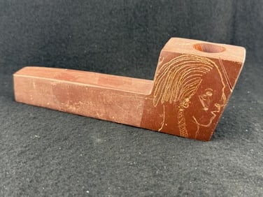 Engraved Stone Pipe Indian Artifact Arrowhead