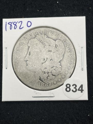 1882 O Morgan Silver Dollar Coin: KEY WORDS: INDIAN ARTIFACT ARTIFACTS ARROWHEAD ARROWHEADS NATIVE AMERICAN MISSISSIPPIAN QUAPAW CADDO POTTERY COINS MORGAN DOLLAR PEACE DOLLAR SILVER COINS. All coins have been Sigma tested for authent