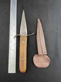 Antique Knife with Leather Sheath