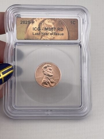 2025 Graded MS67 Penny Coin Last Year of Issue: All coins have been Sigma tested for authenticity. Bid with confidence. Now taking in consignments for pre-1980 baseball cards, coins & arrowheads etc. Call anytime for details 501-590-6771.