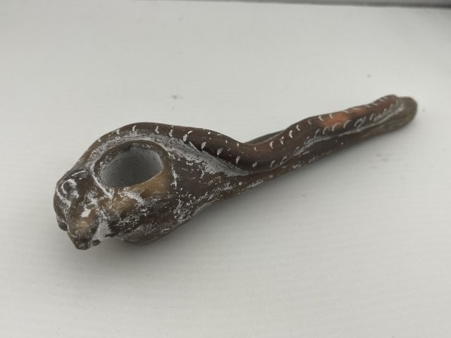 Clay Snake Effigy Pipe (1 of 8)