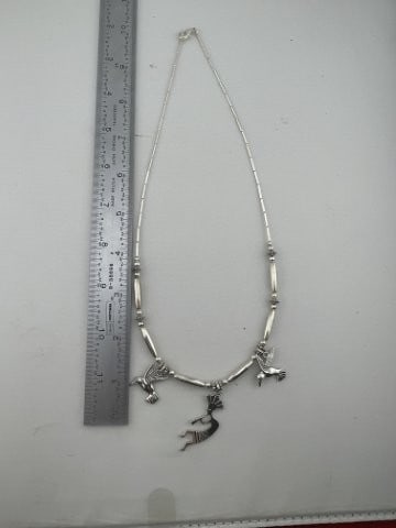 Fetish Necklace: KEY WORDS: INDIAN ARTIFACT ARTIFACTS ARROWHEAD ARROWHEADS NATIVE AMERICAN MISSISSIPPIAN QUAPAW CADDO POTTERY COINS MORGAN DOLLAR PEACE DOLLAR SILVER COINS. All coins have been Sigma tested for authent