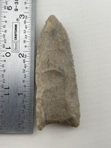 Clovis-light greyN. Llano River chert with flutes and serration, Lampassas Co. (1 of 4)