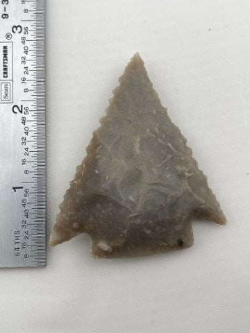 Castroville Knife - Wicked serrations, light and dark mottled Root beer flint, Bell Co. (1 of 4)