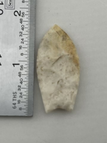 Firstview point-RARE, small, sharp ground base, white chert Reeves Co. Ex Turner.. (1 of 4)