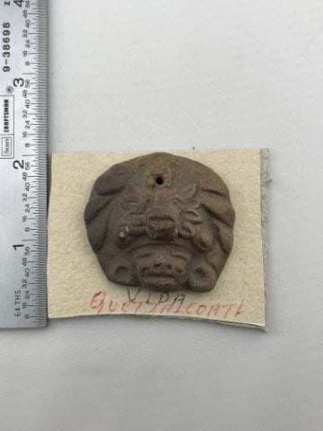 Pre-Columbian Human Effigy with Collector Information Card: KEY WORDS: INDIAN ARTIFACT ARTIFACTS ARROWHEAD ARROWHEADS NATIVE AMERICAN MISSISSIPPIAN QUAPAW CADDO POTTERY COINS MORGAN DOLLAR PEACE DOLLAR SILVER COINS. All coins have been Sigma tested for authent