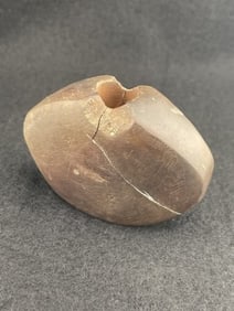 Partially Drilled Hematite Bannerstone broken & glued Indian Artifact Arrowhead