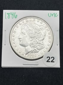 1886 UNC Morgan Silver Dollar Coin