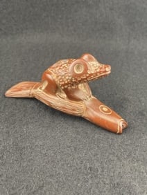 Frog & Fish Effigy Stone Pipe Indian Artifact Arrowhead