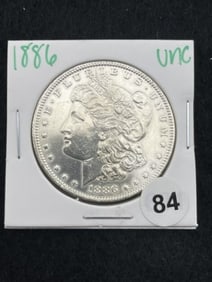 1886 UNC Morgan Silver Dollar Coin