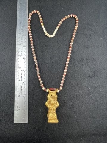 Trade Bead Necklace with Tumbaga Tairona Gold Figurine UNKNOWN MATERIAL (1 of 7)