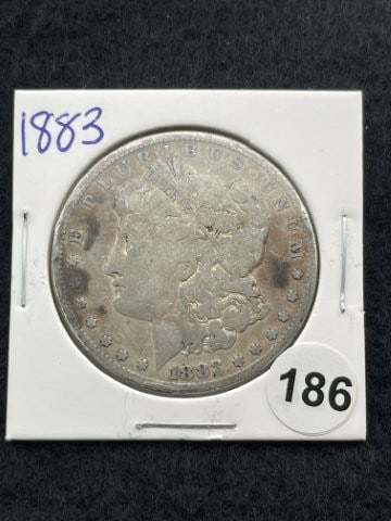1883 Morgan Silver Dollar Coin: KEY WORDS: INDIAN ARTIFACT ARTIFACTS ARROWHEAD ARROWHEADS NATIVE AMERICAN MISSISSIPPIAN QUAPAW CADDO POTTERY COINS MORGAN DOLLAR PEACE DOLLAR SILVER COINS. All coins have been Sigma tested for authent
