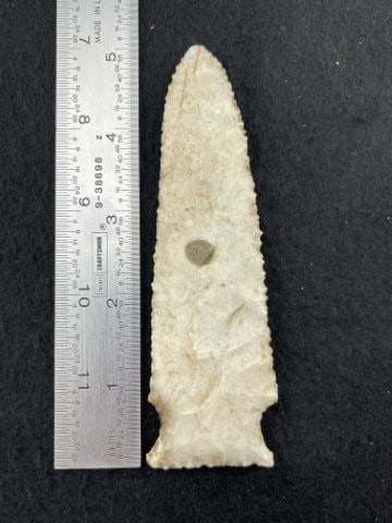 5 & 1/8" Etley Indian Artifact Arrowhead: KEY WORDS: INDIAN ARTIFACT ARTIFACTS ARROWHEAD ARROWHEADS NATIVE AMERICAN MISSISSIPPIAN QUAPAW CADDO POTTERY COINS MORGAN DOLLAR PEACE DOLLAR SILVER COINS. All coins have been Sigma tested for authent