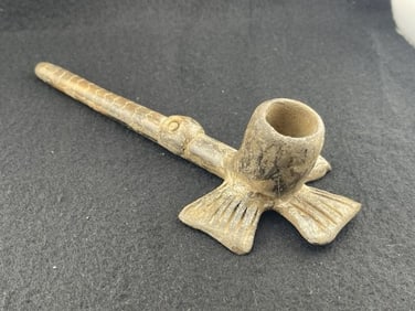 Bird Effigy Pottery Pipe Indian Artifact Arrowhead