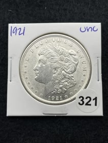 1921 UNC Morgan Silver Dollar Coin