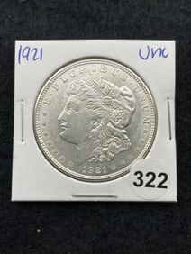 1921 UNC Morgan Silver Dollar Coin