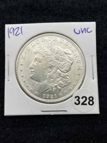 1921 UNC Morgan Silver Dollar Coin: KEY WORDS: INDIAN ARTIFACT ARTIFACTS ARROWHEAD ARROWHEADS NATIVE AMERICAN MISSISSIPPIAN QUAPAW CADDO POTTERY COINS MORGAN DOLLAR PEACE DOLLAR SILVER COINS. All coins have been Sigma tested for authent