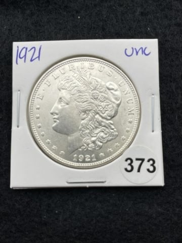1921 UNC Morgan Silver Dollar Coin: KEY WORDS: INDIAN ARTIFACT ARTIFACTS ARROWHEAD ARROWHEADS NATIVE AMERICAN MISSISSIPPIAN QUAPAW CADDO POTTERY COINS MORGAN DOLLAR PEACE DOLLAR SILVER COINS. All coins have been Sigma tested for authent
