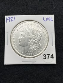 1921 UNC Morgan Silver Dollar Coin