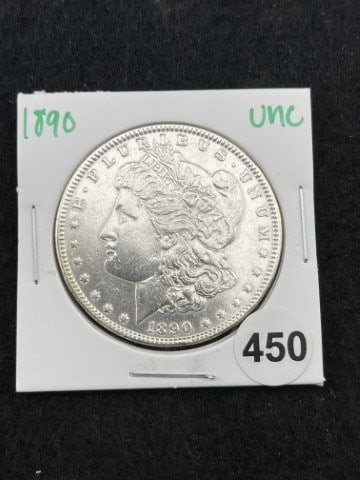 1890 UNC Morgan Silver Dollar Coin (1 of 2)
