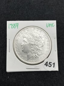 1889 UNC Morgan Silver Dollar Coin