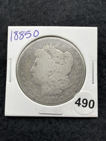 1885 O Morgan Silver Dollar Coin: KEY WORDS: INDIAN ARTIFACT ARTIFACTS ARROWHEAD ARROWHEADS NATIVE AMERICAN MISSISSIPPIAN QUAPAW CADDO POTTERY COINS MORGAN DOLLAR PEACE DOLLAR SILVER COINS. All coins have been Sigma tested for authent