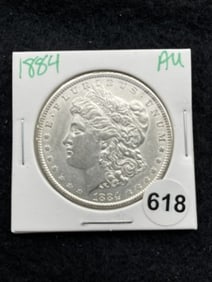 1884 AU Morgan Silver Dollar Coin
