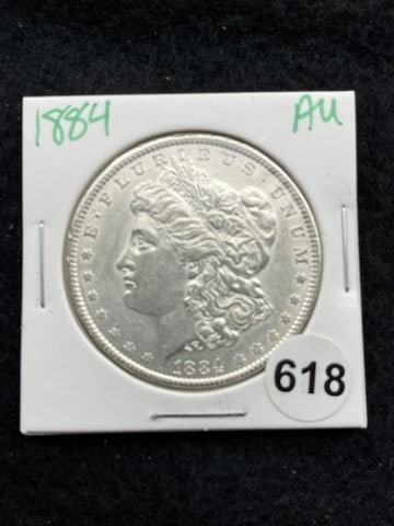 1884 AU Morgan Silver Dollar Coin (1 of 2)