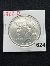 1922 D Peace Silver Dollar Coin